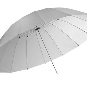open transparent photography umbrella on white background