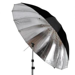 Silver Reflective Umbrella on lightstand